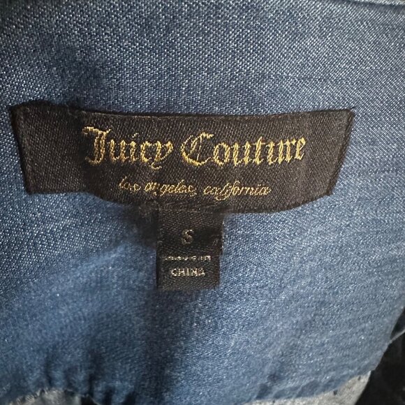 🤩Women Denim Jumpsuit Sz S JUICY COUTURE Embroidered Blue soft and comfy Romper - Picture 5 of 11